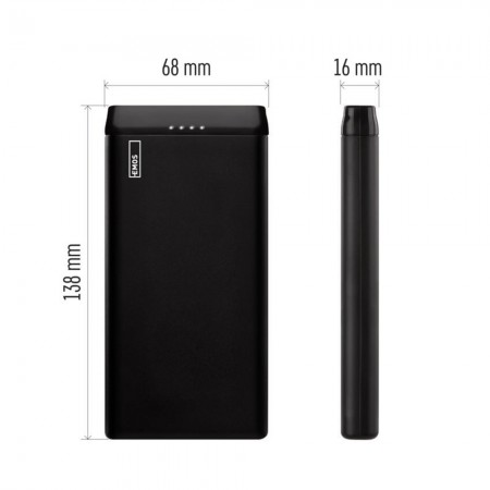 Powerbank EMOS Alpha 10S 10000mAh 10W 2 Porte USB-A Sottile Nero | B0526B