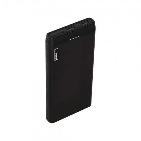 Powerbank EMOS Alpha 10S 10000mAh 10W nero 2 porte USB sottile 16mm compatta leggera 2 cavi inclusi passthrough