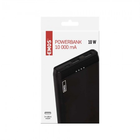 Powerbank EMOS Alpha 10S 10000mAh 10W 2 Porte USB-A Sottile Nero | B0526B