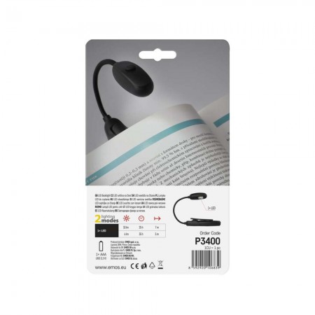 LAMPADA DA LETTURA LED A PINZA 10LM A BATTERIA 1 X AAA EMOS P3400
