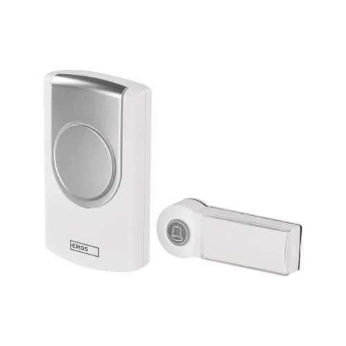 CAMPANELLO SENZA FILI BIANCO 100MT 75DB A BATTERIE EMOS P5723