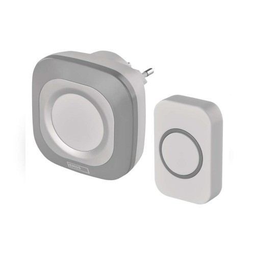 CAMPANELLO SENZA FILI QUADRATO LUMINOSO ARGENTO 150MT 110DB EMOS P5733S