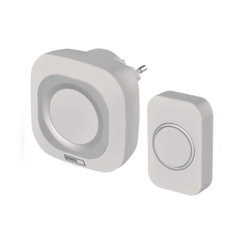 CAMPANELLO SENZA FILI QUADRATO LUMINOSO 150MT 110DB EMOS P5733W