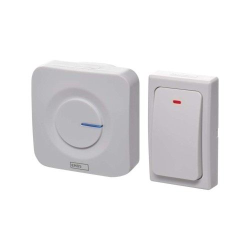 Campanello Senza Fili Bianco Quadrato EMOS P5729 con pulsante senza batterie