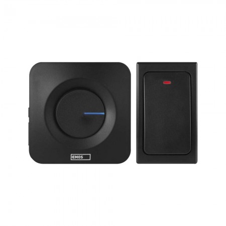 Campanello Senza Fili Nero | Pulsante Senza Batterie, 36 Melodie, 180mt | EMOS P5729B