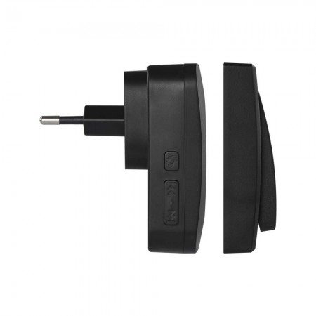 Campanello Senza Fili Nero | Pulsante Senza Batterie, 36 Melodie, 180mt | EMOS P5729B