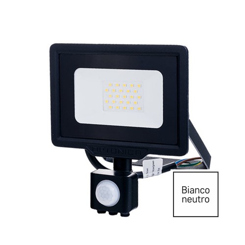 FARO LED 20W 4500K NERO C/SENSORE MOVIMENTO OPTONICA 5945
