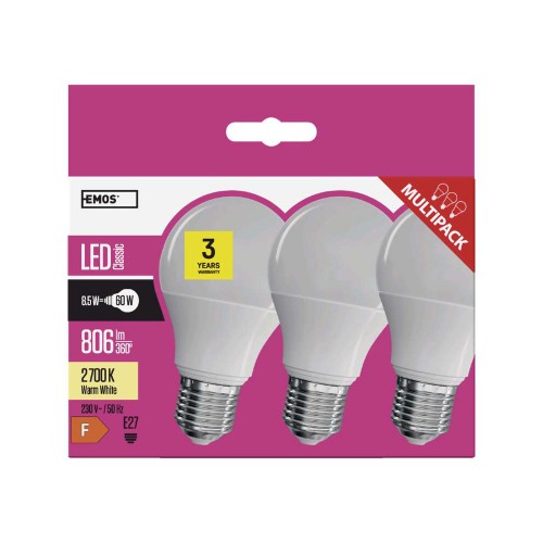 SET 3 LAMPADINE LED E27 8.5W (60W)...