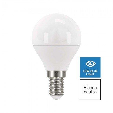 Lampadina LED E14 4.2W (40W) 4000K sfera filtro luce blu True Light ZQ1226