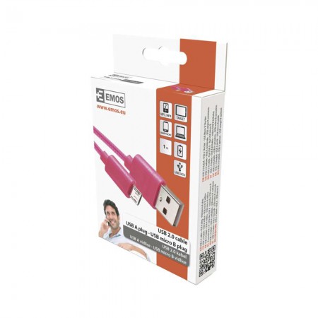Cavo USB-A a micro USB-B 2.0 1m Rosa – Ricarica e Trasferimento Dati | EMOS SM7006P
