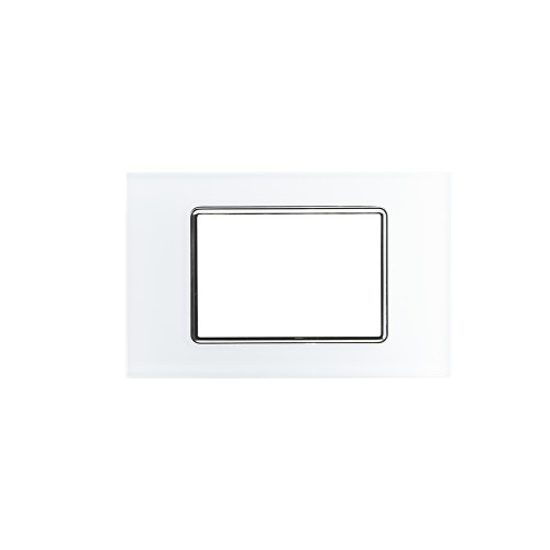 PLACCA 4 POSTI VETRO BIANCA 8004BL-1 COMPATIBILE LIVING
