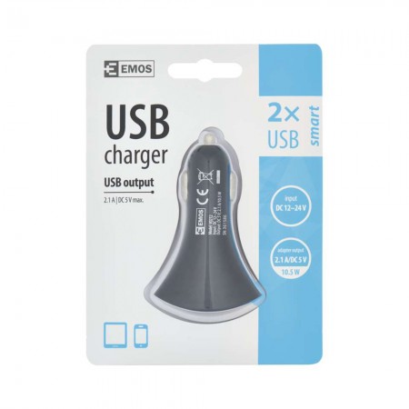 Caricabatterie da Auto per Presa Accendisigari 10W con Doppia Porta USB | EMOS V0212