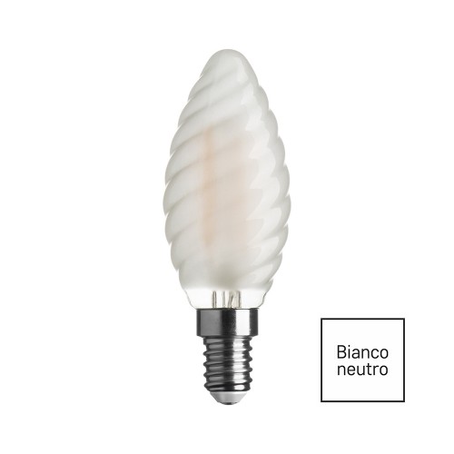 LAMPADINA LED FILAMENTO TORTIGLIONE SATINATO E14 4.5W (40W) 4000K SHOT WDL2004T3S