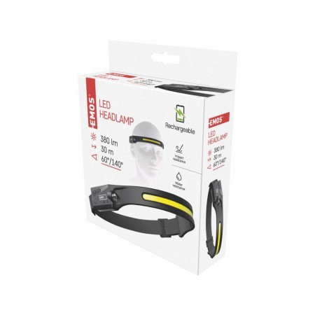 Lampada Frontale LED COB - Ricaricabile, Touchless, 380 lm | EMOS P3541