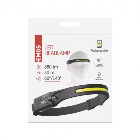 Lampada Frontale LED COB - Ricaricabile, Touchless, 380 lm | EMOS P3541