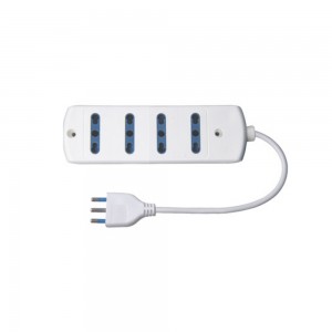 Multipresa Bianca 4 Posti Bipasso, Spina 16A, Cavo 1,5m, 3500W | Ecova 30054