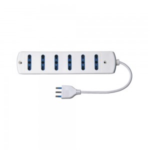 Multipresa 6 Posti Bipasso con Cavo 1.5m Max 3500W Ecova 30058N