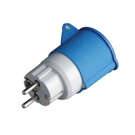 Adattatore Industriale Presa 2P+T 220V Blu a Spina Schuko | Ecova 20555