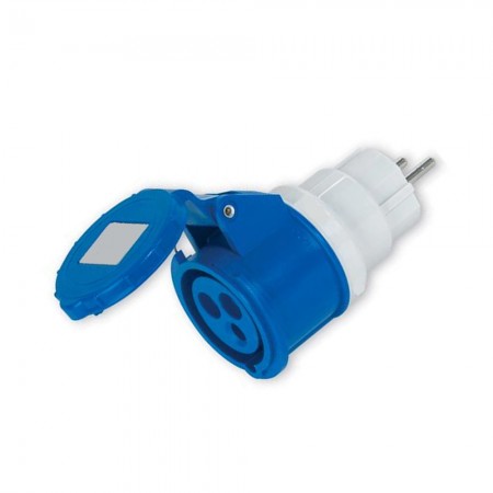 Adattatore Industriale Presa 2P+T 220V Blu a Spina Schuko | Ecova 20555