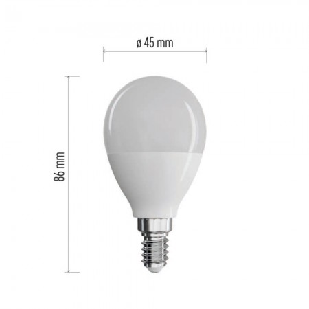 LAMPADINA LED SFERA 7.3W (60W) E14 2700K 806LM EMOS ZQ1230