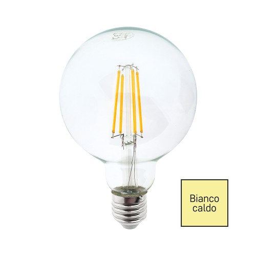 LAMPADINA LED FILAMENTO GLOBO G95 8W E27 2700K TRASPARENTE