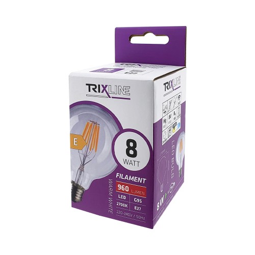LAMPADINA LED FILAMENTO GLOBO G95 8W...