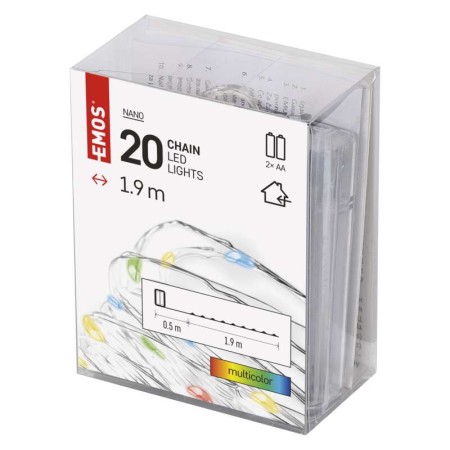 Catena LED Batteria Nano: 20 LED Multicolor, Timer, 1,9m | EMOS D3AM04
