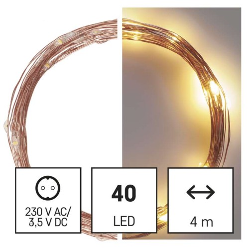Catena LED Filo Rame Nano: 40 LED...