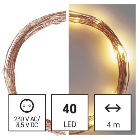 Catena LED Filo Rame Nano: 40 LED Caldi, 4m, Interno Esterno | EMOS D3AW01