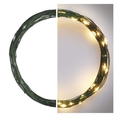 Catena NANO LED: 40 luci calde - Filo Verde 4mt - Timer | Emos D3AW03