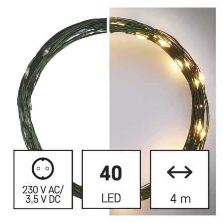 Catena LED Filo Verde: 40 Luci Calde Timer 4m | EMOS D3AW03
