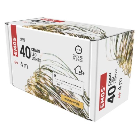 Catena LED Filo Verde: 40 Luci Calde Timer 4m | EMOS D3AW03