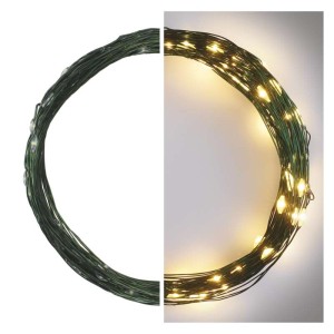 Catena nano LED 75 luci bianco caldo cavo verde 7,5 metri timer automatico 230V albero Natale siepe giardino EMOS D3AW04