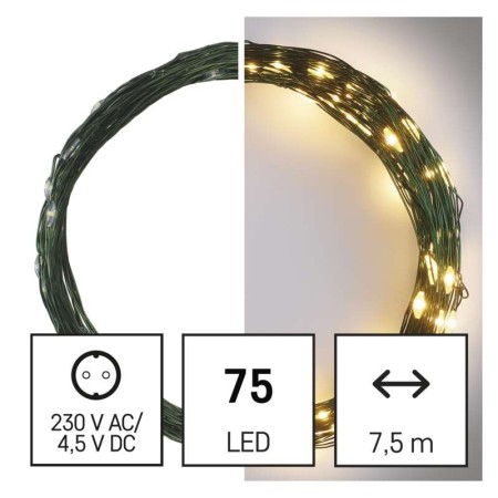 Catena NANO LED: 75 LED Caldi, Timer, 7,5mt Interno/Esterno | EMOS D3AW04