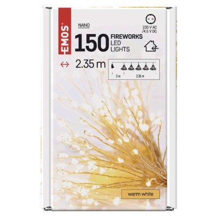 Catena NANO LED FIREWORKS: 150 LED Caldi, Timer, Interno | EMOS D3AW08