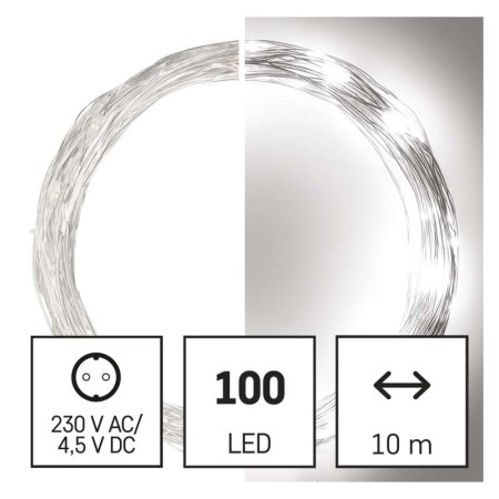 Catena LED Timer Nano: 100 LED Luce Fredda, 10m, 230V | EMOS D3AC01