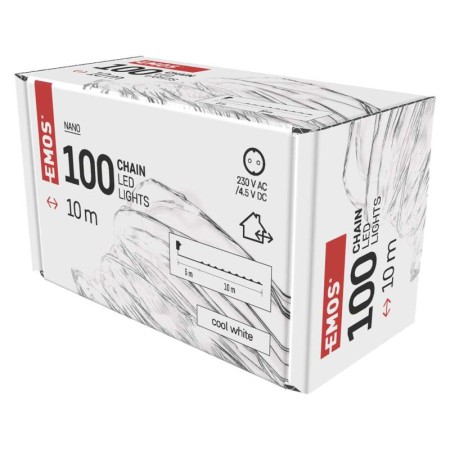 Catena LED Timer Nano: 100 LED Luce Fredda, 10m, 230V | EMOS D3AC01