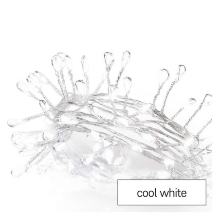 Catena NANO CLUSTER a Batterie: 100 LED Luce Fredda, Filo Argento | Emos D3FC01