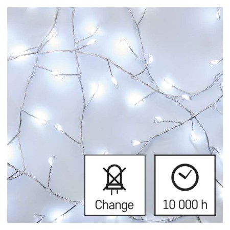 Catena NANO CLUSTER a Batterie: 100 LED Luce Fredda, Filo Argento | Emos D3FC01
