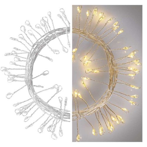 Catena NANO CLUSTER a Batterie: 100 LED Luce Calda, Filo Oro | Emos D3FW01