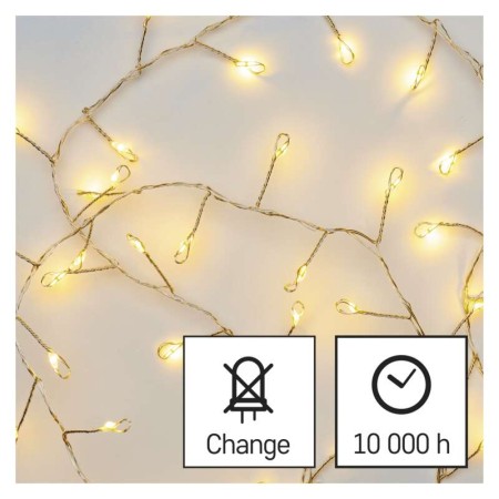 Catena NANO CLUSTER a Batterie: 100 LED Luce Calda, Filo Oro | Emos D3FW01