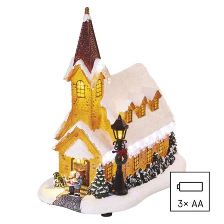 Chiesetta Innevata 6 LED a Batteria Decorazione Natalizia | Emos DCLW12