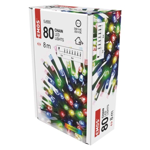 CATENA LUMINOSA 80 LED MULTICOLOR 8MT...