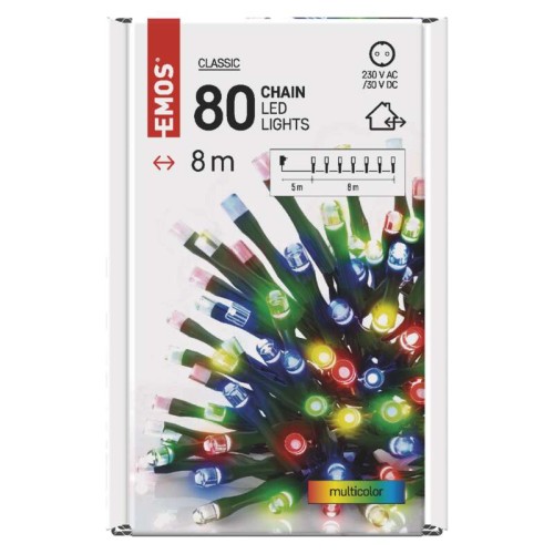 CATENA LUMINOSA 80 LED MULTICOLOR 8MT...