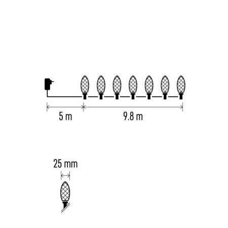 CATENA LUMINOSA 50 LED PIGNA LUCE BIANCA CALDA 9.8MT MULTIFUNZIONE IP44 INTERNO ESTERNO