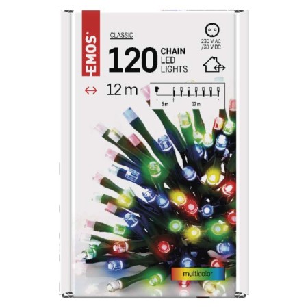 CATENA LUMINOSA 120 LED MULTICOLOR 12MT C/TIMER IP44 INTERNO ESTERNO