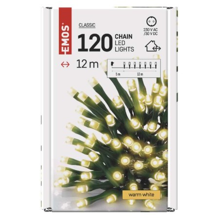 Catena Luminosa LED 120 luci Fisse Calde, 12m, Timer, Esterno | Emos D4AW03