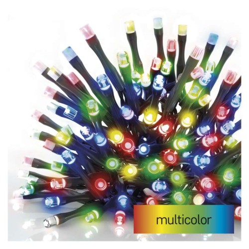 CATENA LUMINOSA 100 LED LUCE MULTICOLOR C/TIMER 10MT IP44 INTERNO ESTERNO
