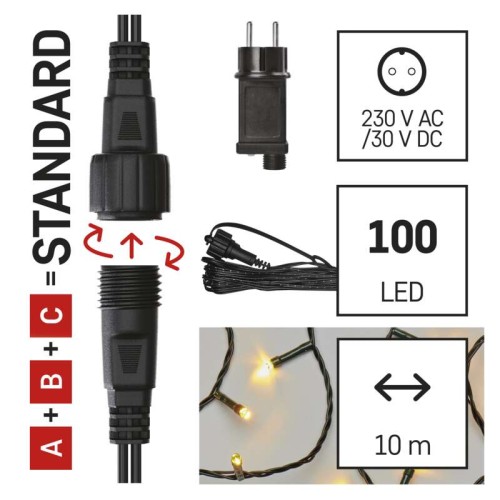 CATENA LUMINOSA 100 LED LUCE BIANCA...