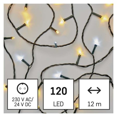 CATENA LUMINOSA 120 LED LUCE BIANCA CALDA/FREDDA 12MT IP44 INTERNO ESTERNO